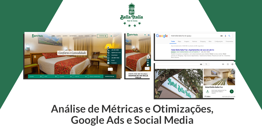 Hotel Bella Italia - Análise de Métricas e Otimizações, Google Ads e Social Media