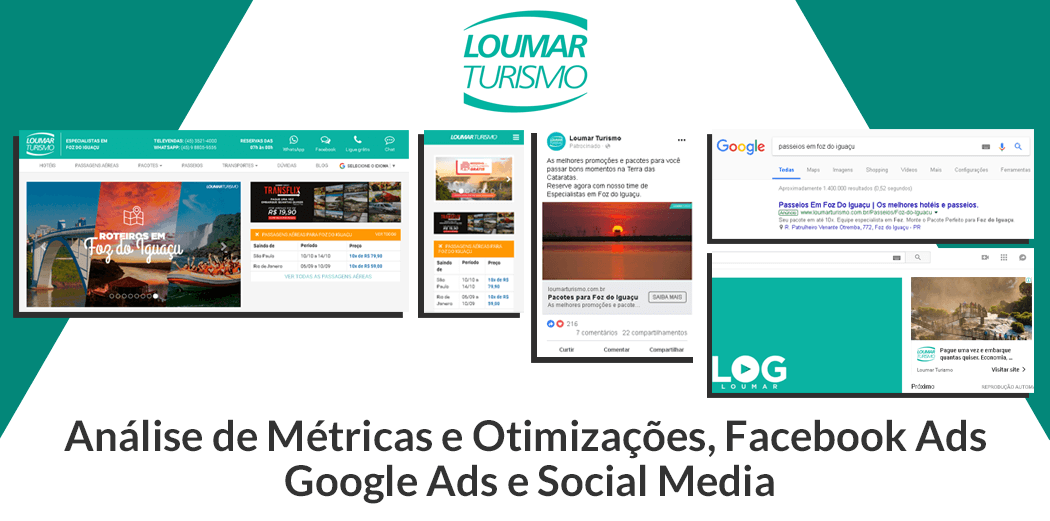 Loumar Turismo Foz do Iguaçu - Análise de Métricas e Otimizações, Google Ads, Facebook Ads e Social Media